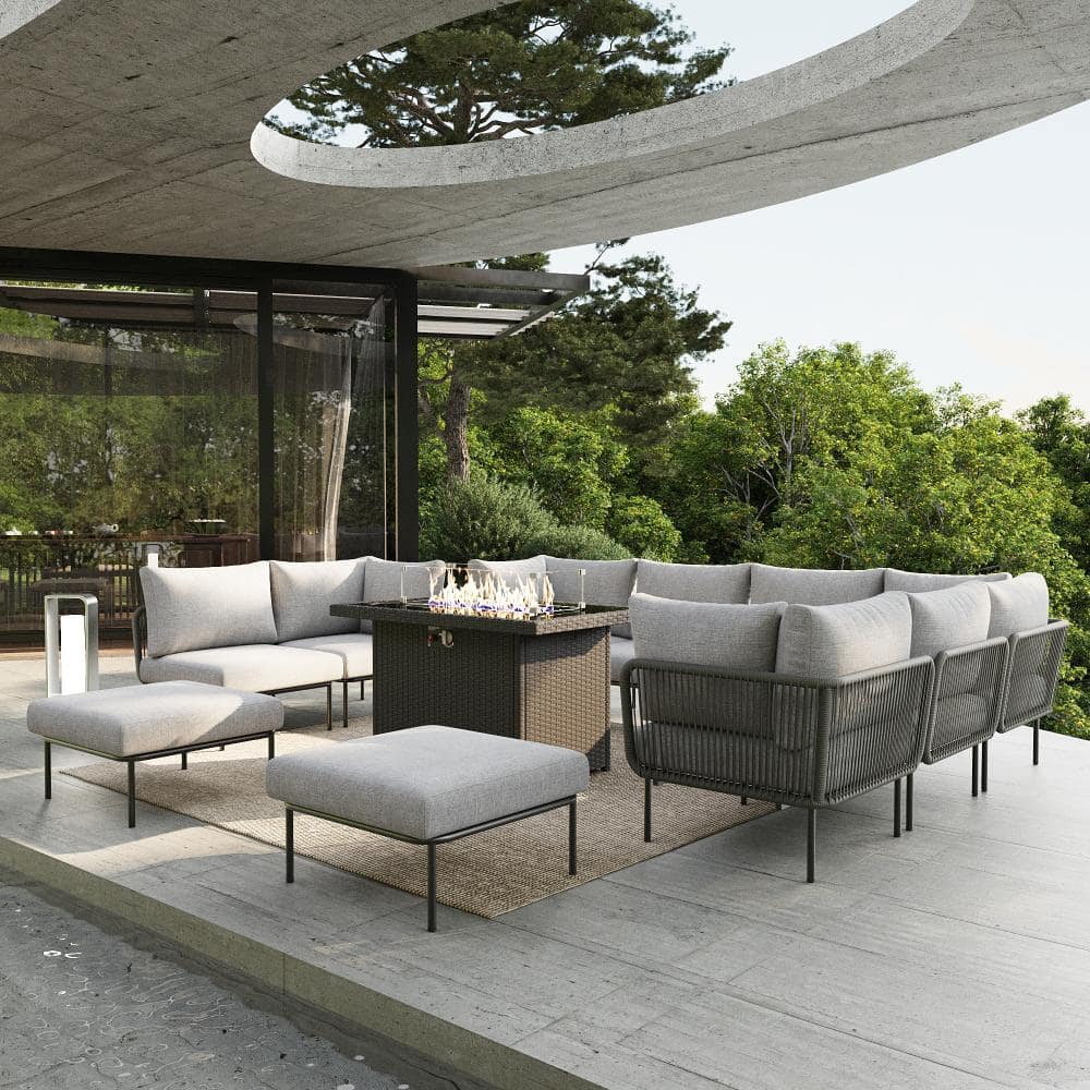 11 Pieces Aluminum Patio Furniture Set with Fire Pit Table and Upgrade Thickness Cushion price history on PriceWatchPro