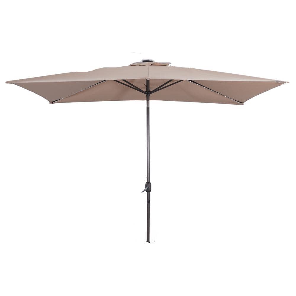 10 ft. x 7 ft. Aluminum Market Patio Umbrella with Frosted Tube in Sand Col