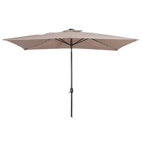 Unbranded 10 ft. x 7 ft. Aluminum Market Patio Umbrella with Frosted Tube in Sand Color
