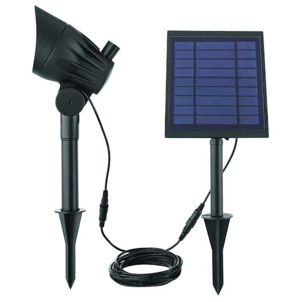Hampton Bay 150-300 Lumens Black LED High-Low Metal Outdoor Solar Spotlight