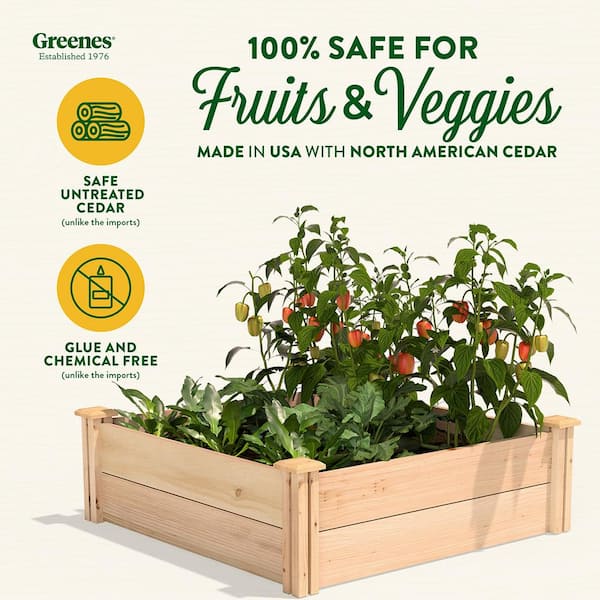 Greenes Fence Premium Natural Wood Cedar Square Raised Garden Bed