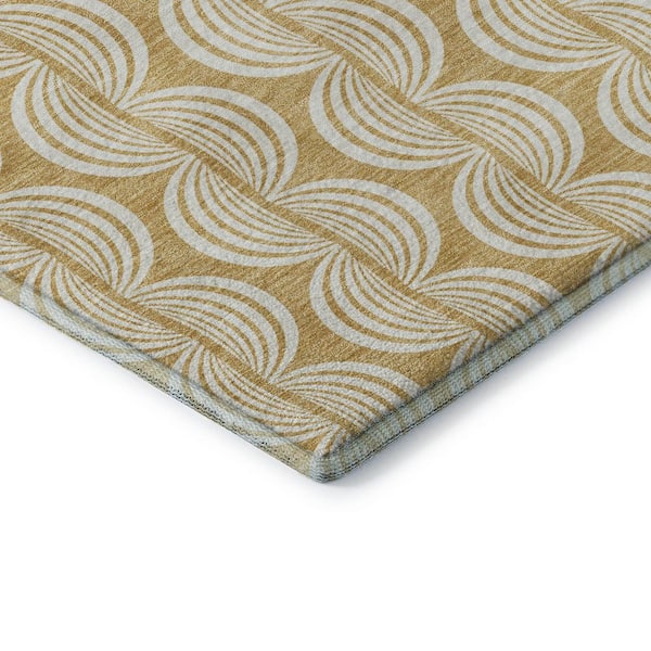 Mayfield Premium Machine Washable Abstract AMF1055 Gold 3 ft. x 4 ft. Area Rug