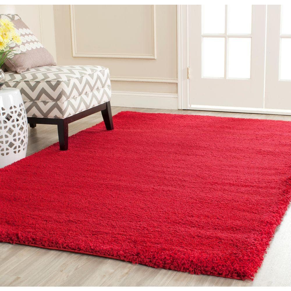 2 ft. x 4 ft. Red Synthetic Shag Area Rug