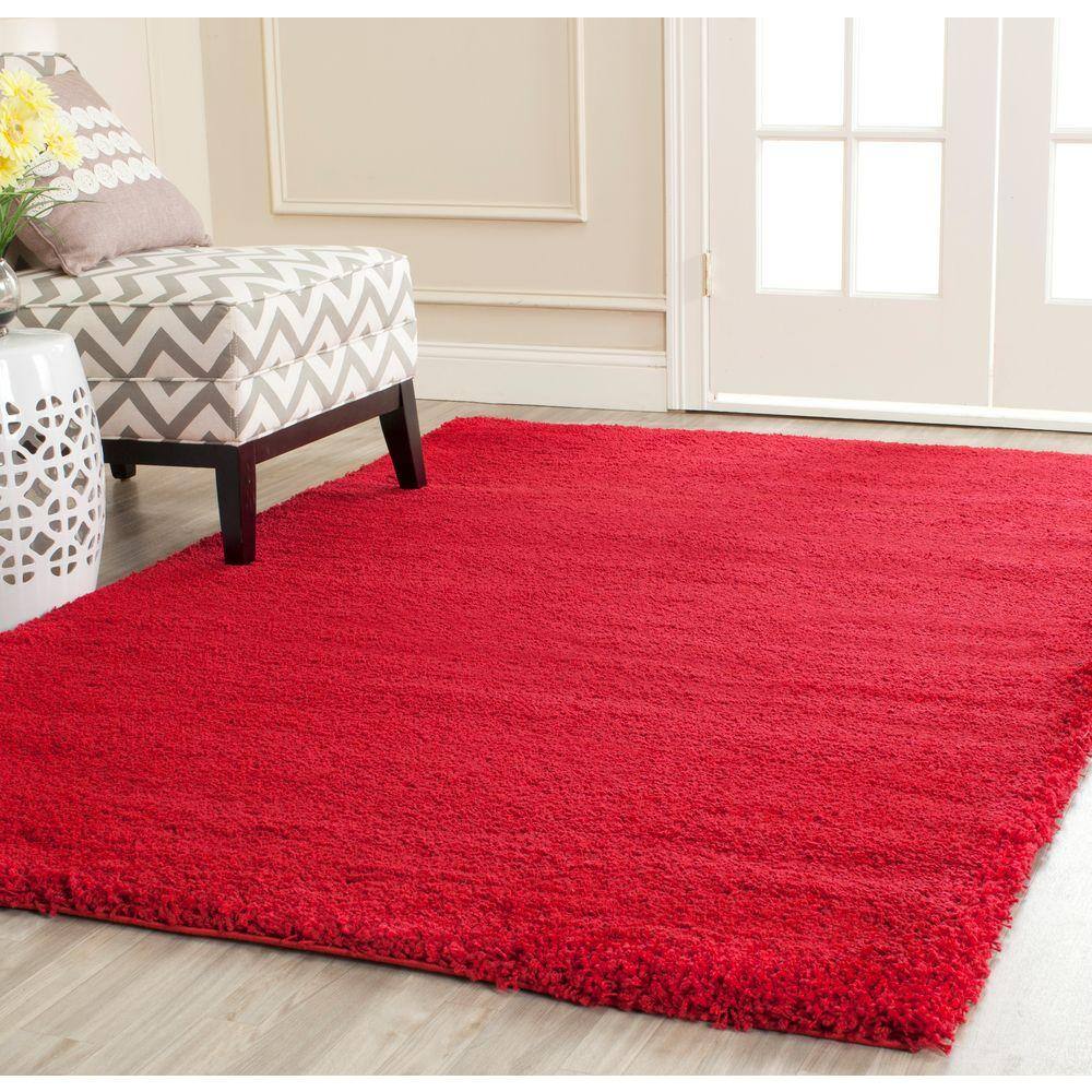 Milan Shag Red Synthetic Rectangular 4' x 6' Area Rug
