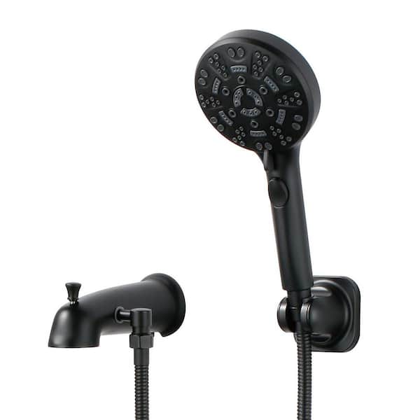Bath Accessory Set, Tub Spout with Diverter, 8 Settings Handheld Shower in Matte Black