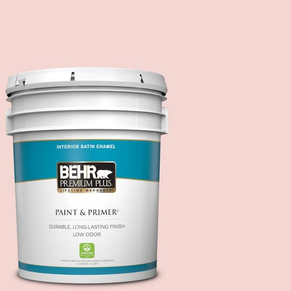 BEHR PREMIUM PLUS 5 gal. #150C-2 Hawaiian Shell Satin Enamel Low Odor Interior Paint & Primer