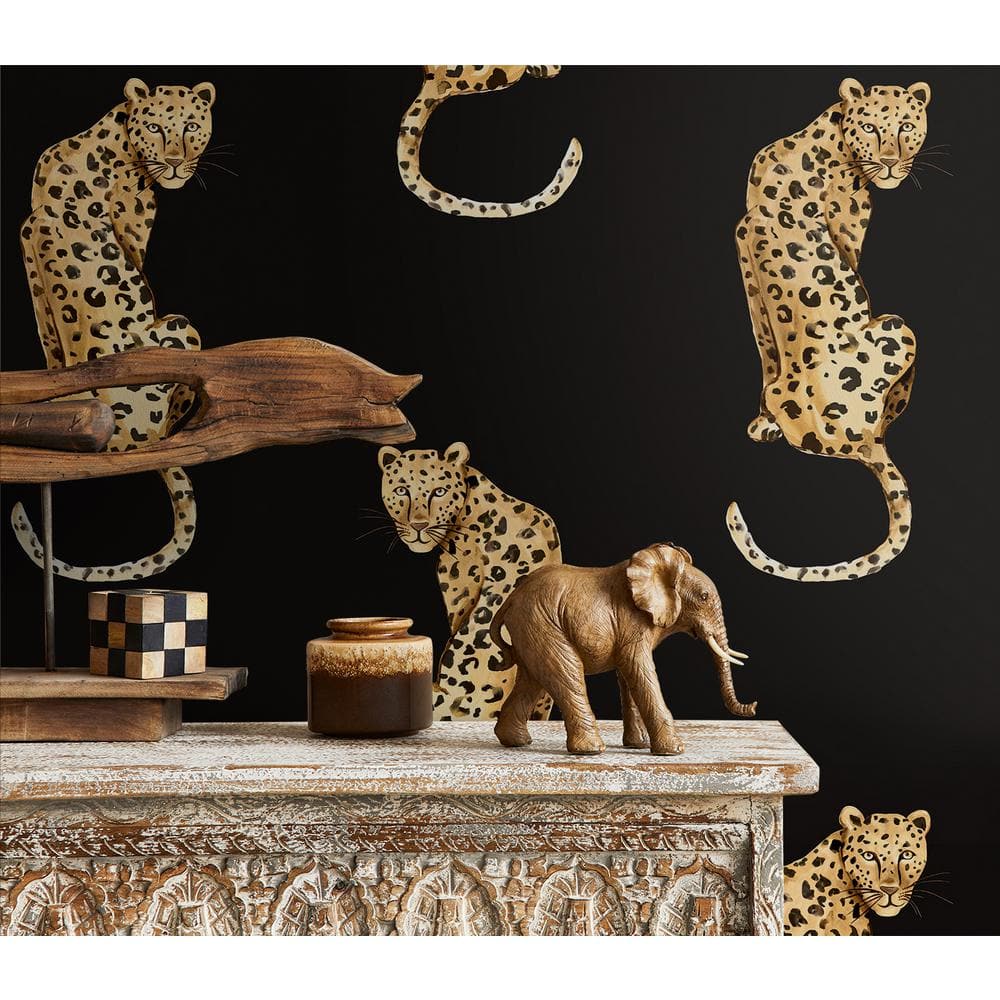 Black Vinyl Leopard Print Peel & Stick Wallpaper Roll