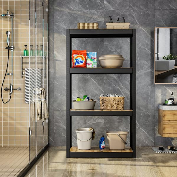 mDesign Rectangular Metal Bathroom Shelf Unit - Free Standing Vertical Storage 3