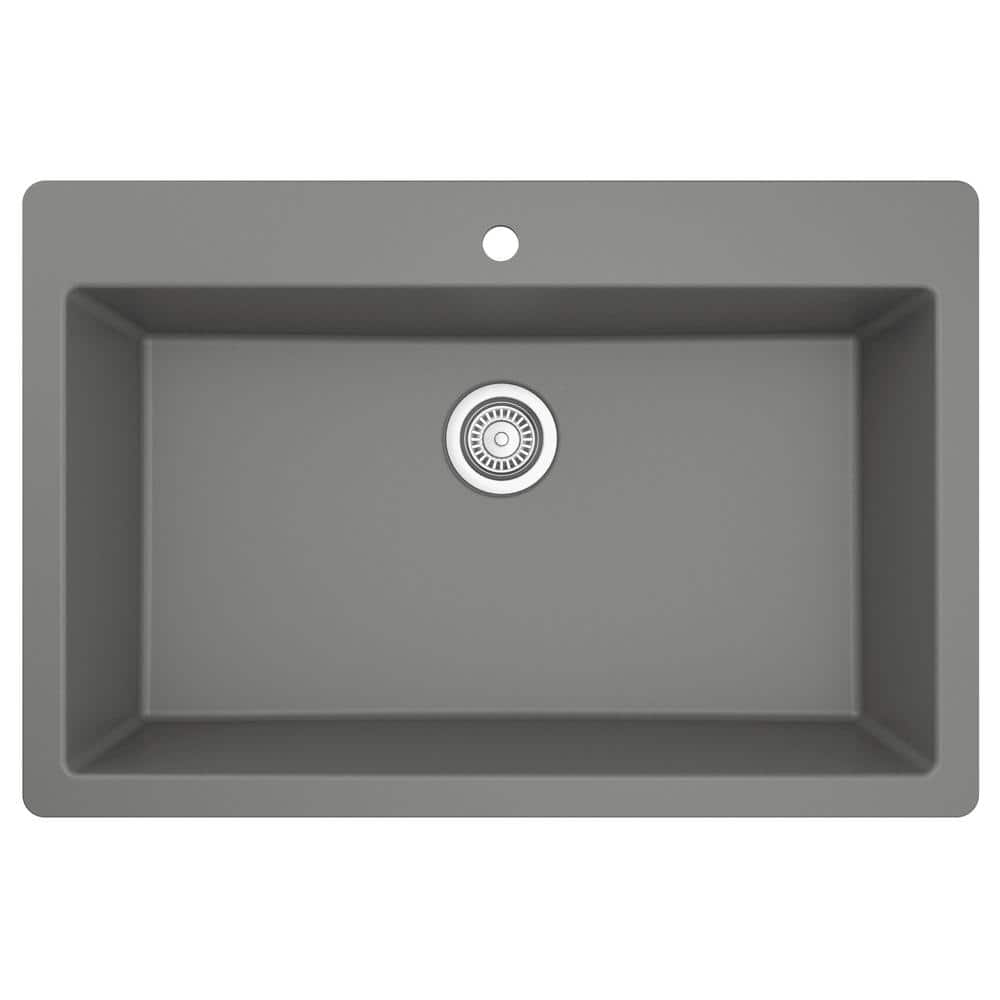 Gray Quartz 33'' Single Bowl Drop-in Kitchen Sink