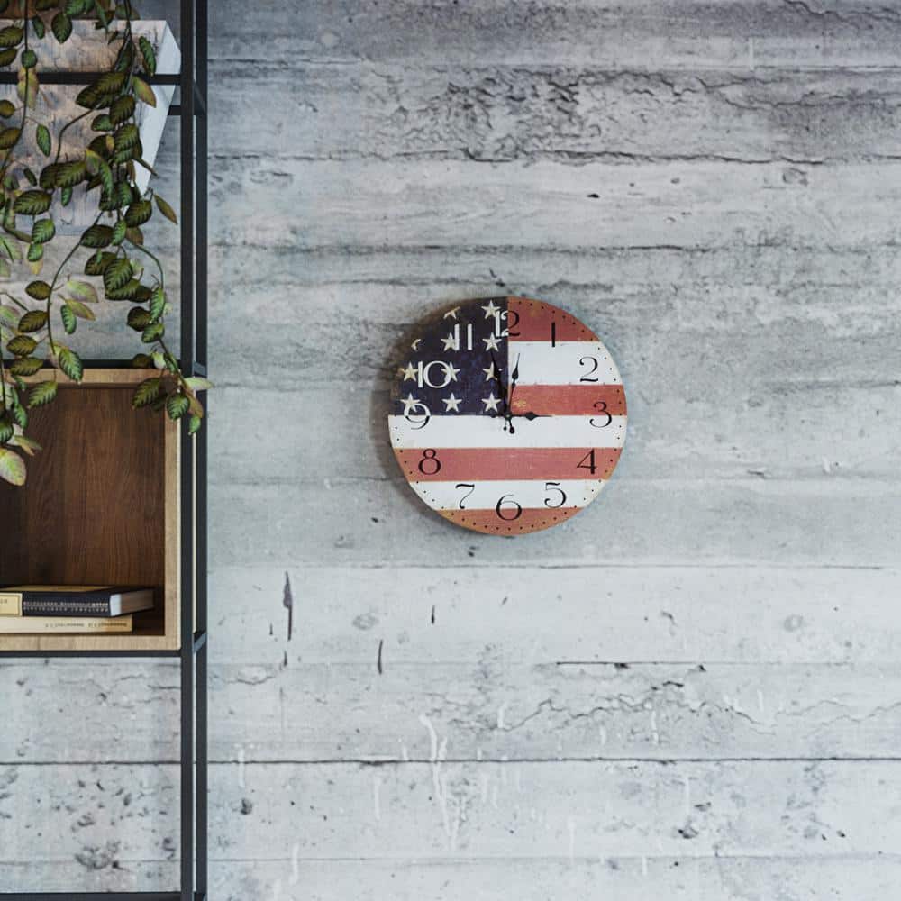 Patriotic American Flag Distressed Circular Wall Clock