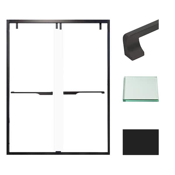 Transolid Eden 60 in. W x 80 in. H Sliding Semi-Frameless Shower Door in Matte Black with Clear Glass