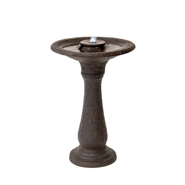 Xbrand 23.43 in. H Resin/Stone Powder/Glass Fiber 1 Tier Water Fountain for Outdoor Décor, Birdbath Fountain, Dark Brown
