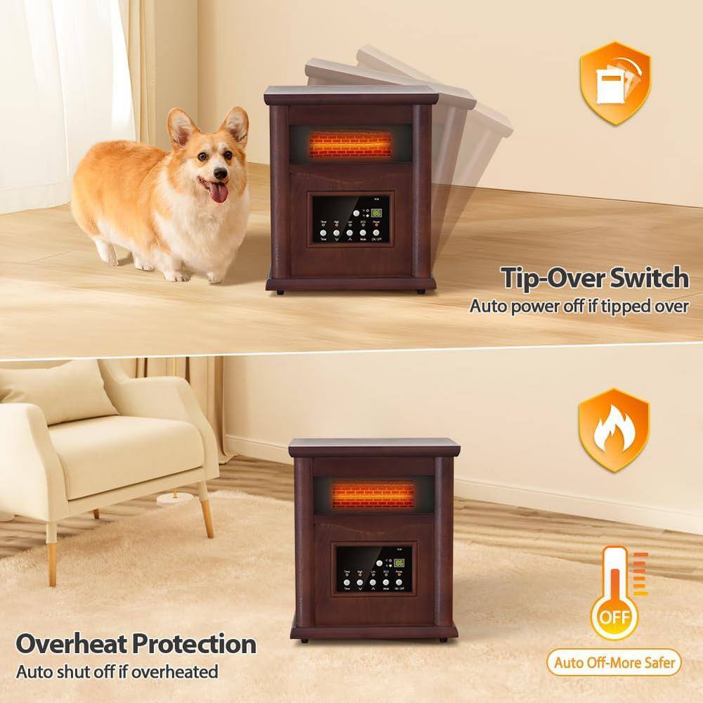 Walnut Electric Convection Heater with Thermostat and Remote