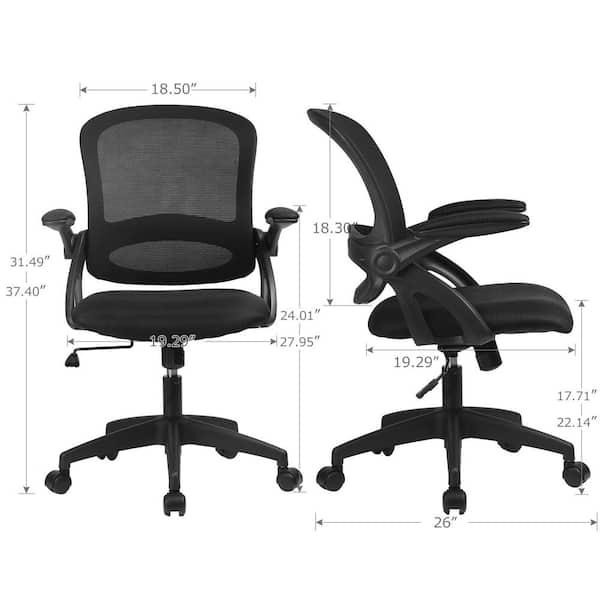 LACOO Office Black Mid Back Swivel Lumbar Support Desk, Computer Ergonomic  Mesh Chair with Armrest T-OCNC7510 - The Home Depot