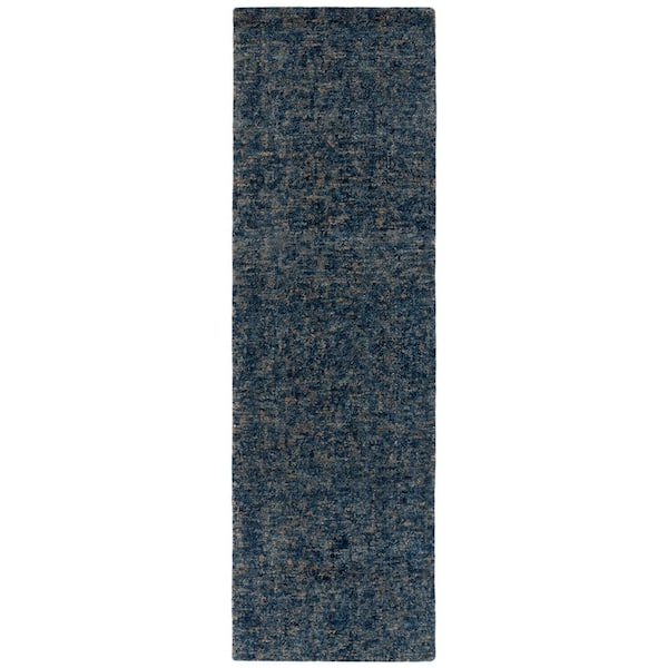 Gabbeh 2 ft. x 8 ft. Dark Blue/Beige Solid Runner Rug