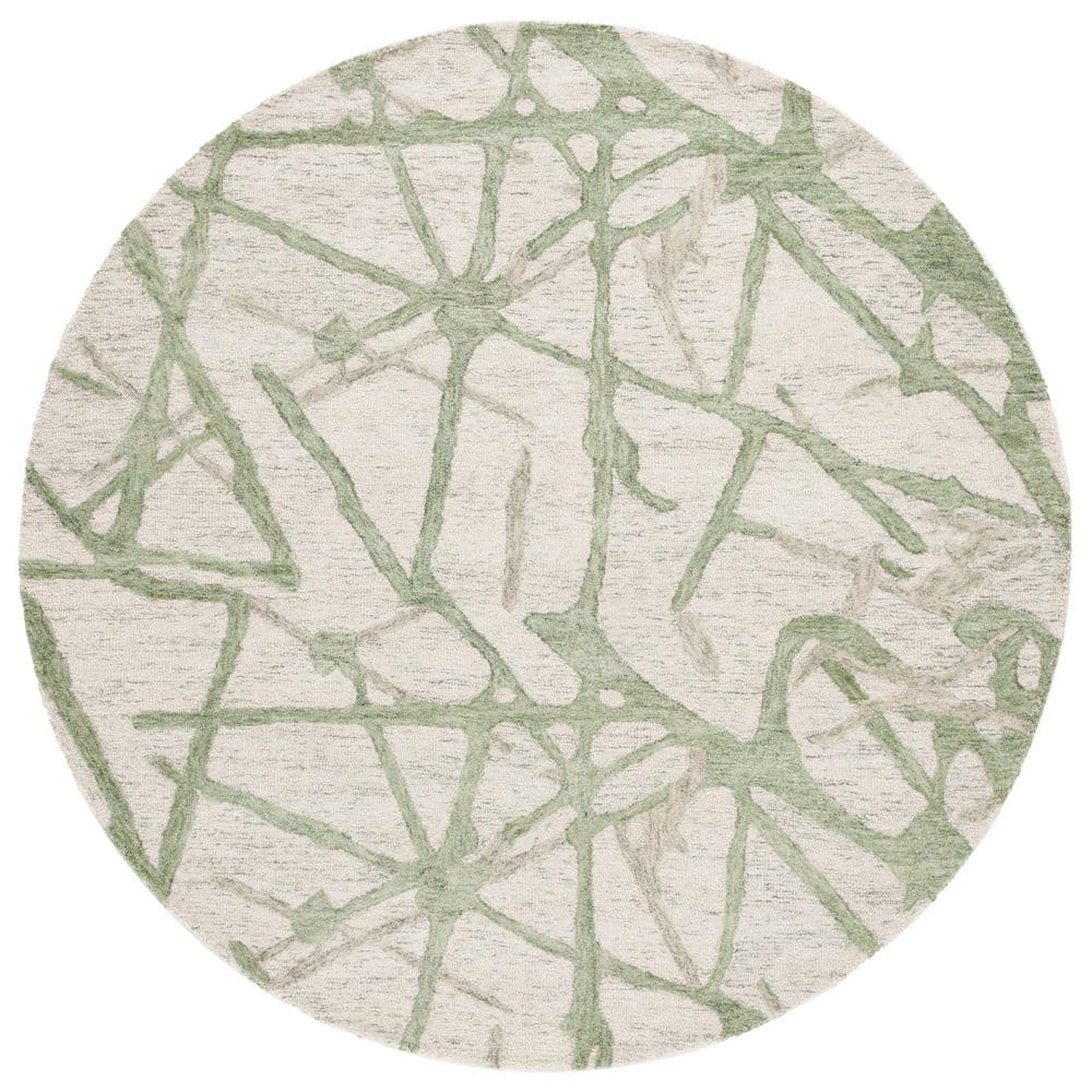 Ebony 6 ft. x 6 ft. Ivory/Light Green Contemporary Abstract Round Area Rug price history on PriceWatchPro