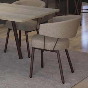 Corey Beige & Brown Woven Polyester/Brown Metal Dining Chair