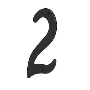4 in. Black Nail-On Aluminum House Number 2