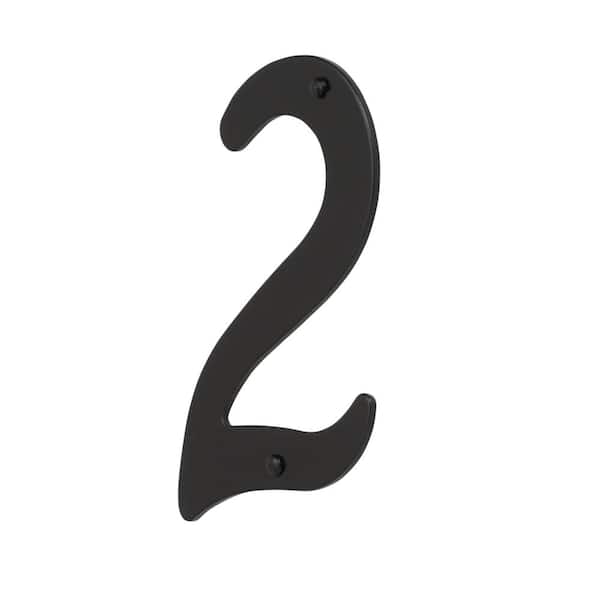 Everbilt 4 in. Black Nail-On Aluminum House Number 2