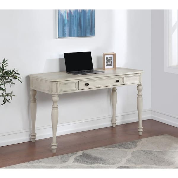 Country Meadows 48 in. Rectangle Antique White Wood 1-Drawer Desk