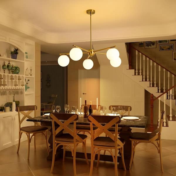 Rennnsan Serin 35.4 in. 5-Light Brass Sputnik Modern Chandelier