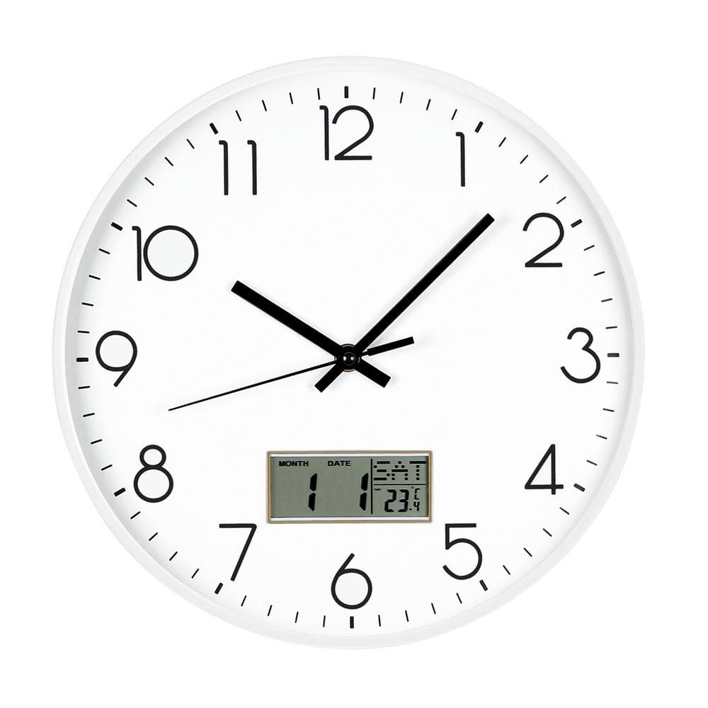 Oumilen 12 in. White Non-Ticking Silent with Display for Perpetual ...