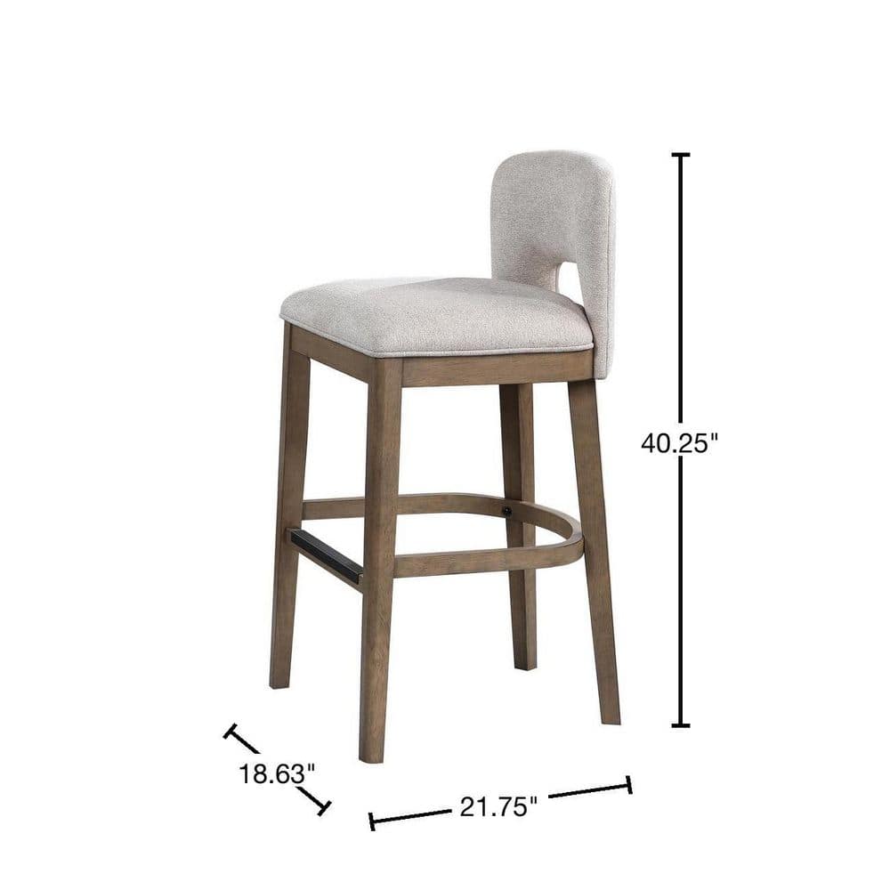 Chestnut Brown and White Upholstered Wood Bar Stool