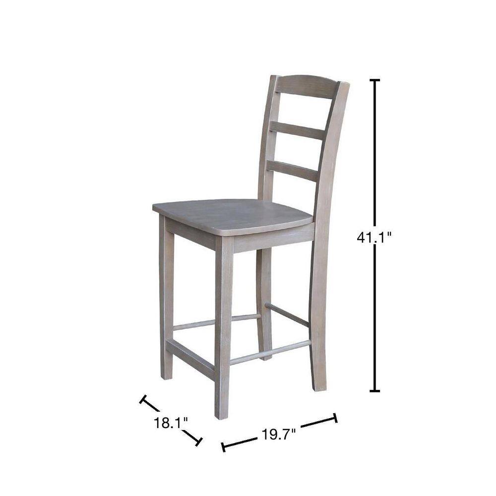 Madrid Washed Gray Taupe 24" Wood Counter Stool