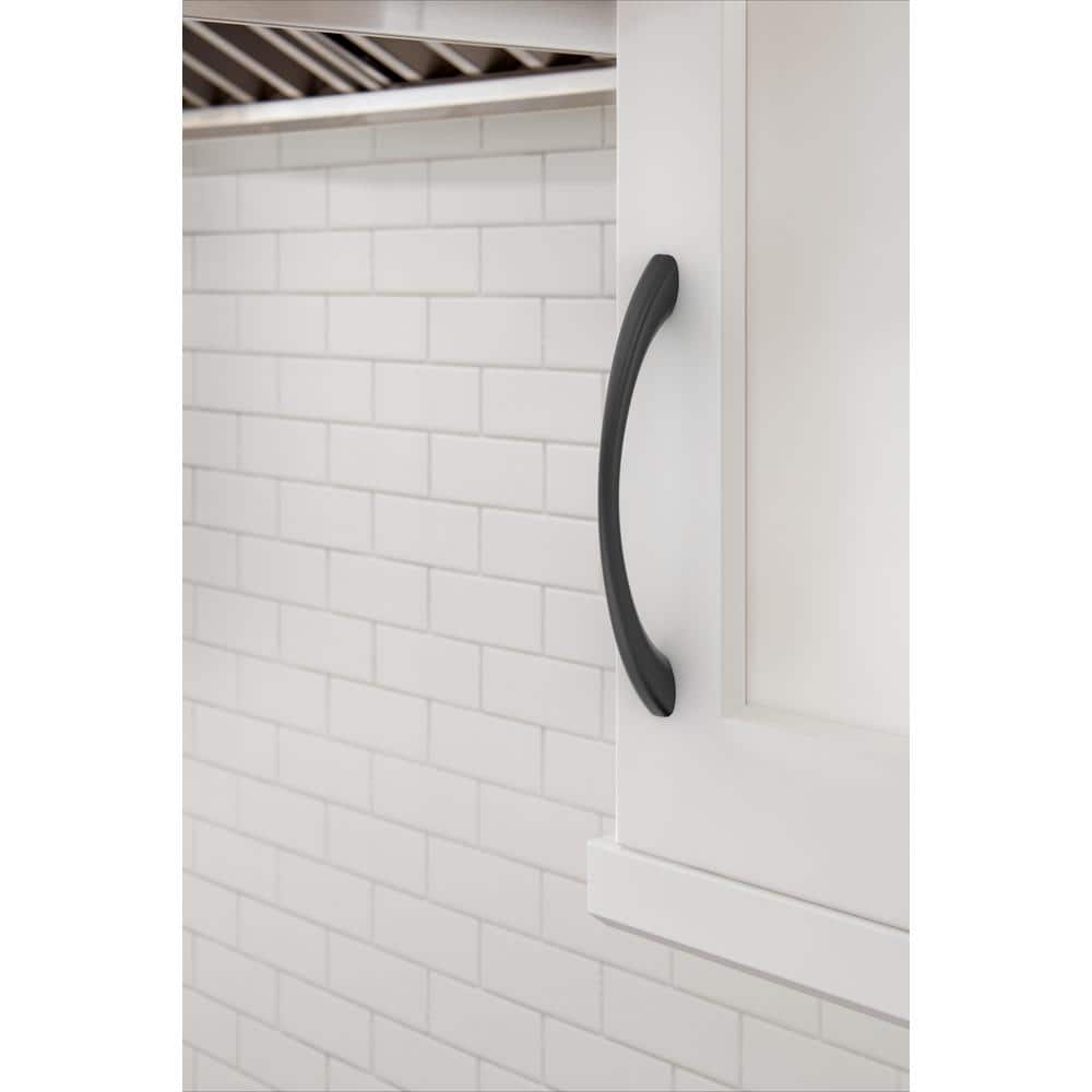 Matte Black 5-1/16 inch Modern Cabinet Pull with Mounting Hardware