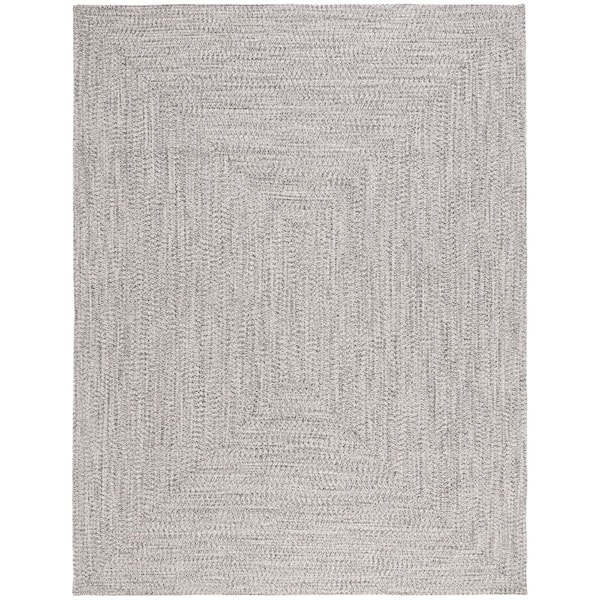 Braided Gray/Ivory 8 ft. x 10 ft. Machine Washable Concentric Woven Area Rug