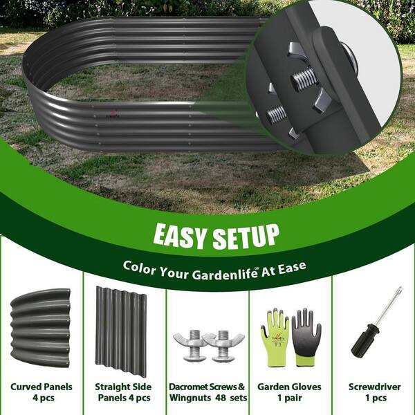 72 in. x 24 in. x 18 in. Grey Outdoor Galvanized Steel Raised