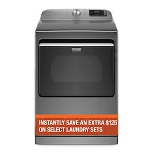 7.4 cu. ft. 120-Volt Smart Capable Metallic Slate Gas Vented Dryer with Steam and Hamper Door, ENERGY STAR