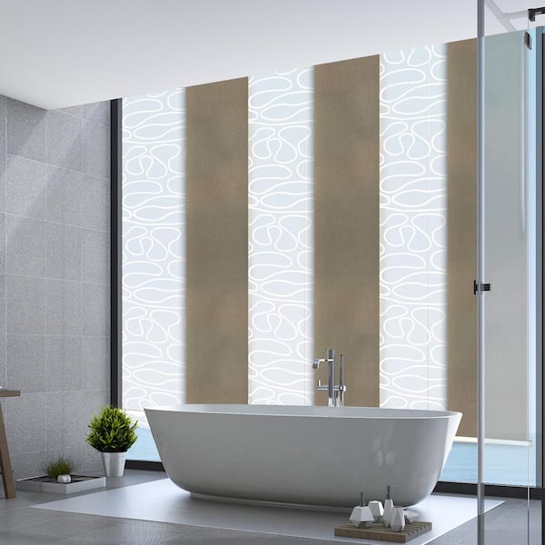 EMOH Rainy Swirl 70 in. - 130 in. W x 94 in. L Adjustable 6- Panel Satin Nickel Single Rail Panel Track with 23.5 in. Slates