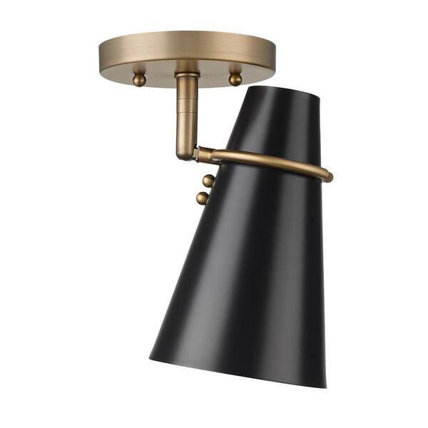 Golden Lighting - Reeva 7 in. 1-Light Modern Brass Semi-Flush Mount
