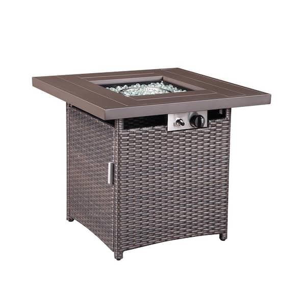 Wateday Outdoor Brown Square Metal 24.60 in. Fire Pit Table