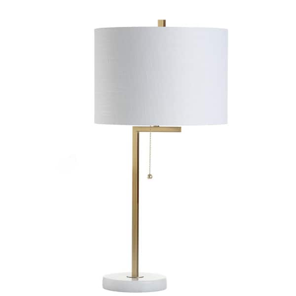 Alyssa 24.5 in. Brass Gold/White Metal/Marble LED Table Lamp