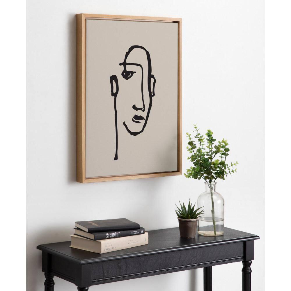 Minimalist Neutral Line Art Face Framed Canvas, 18x24