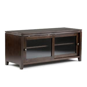 Cosmopolitan Solid Wood 48 in. Wide Contemporary TV Media Stand in Mahogany Brown For TVs up to 55 in.