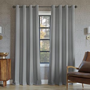 Oslo Theater Grade Silver Gray Polyester Solid 52 in. W x 84 in. L Thermal Grommet Blackout Curtain