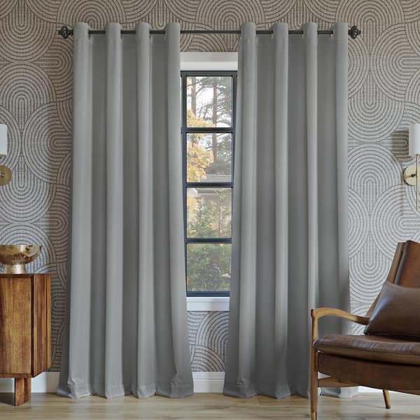 Sun Zero Oslo Theater Grade Silver Gray Polyester Solid 52 in. W x 108 in. L Thermal Grommet Blackout Curtain