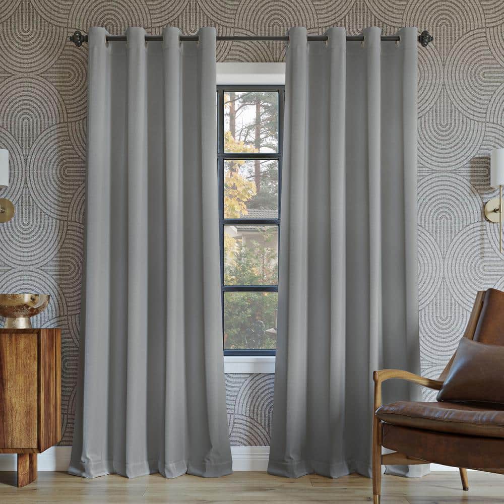 Sun Zero Oslo Theater Grade Silver Gray Polyester Solid 52 in. W x 54 in. L Thermal Grommet Blackout Curtain -  59133
