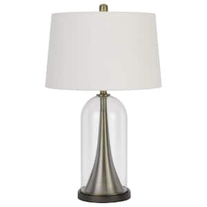 29 in. Clear Metal Table Lamp with White Empire Shade