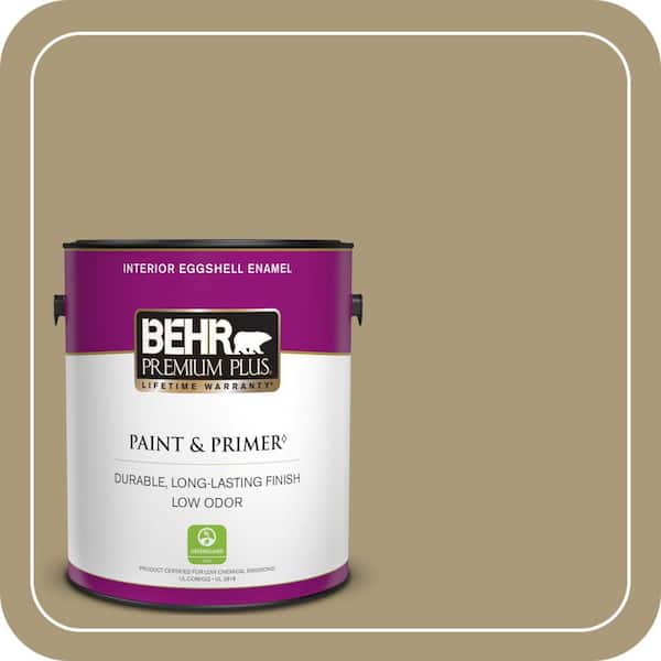 BEHR PREMIUM PLUS 1 gal. #PPU8-06 Exploring Khaki Eggshell Enamel Low Odor Interior Paint & Primer