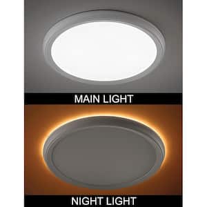 13 in. White Decorative Curved Beveled Edge Selectable CCT LED Flush Mount with Night Light Feature 1350 Lumen (4-Pack)