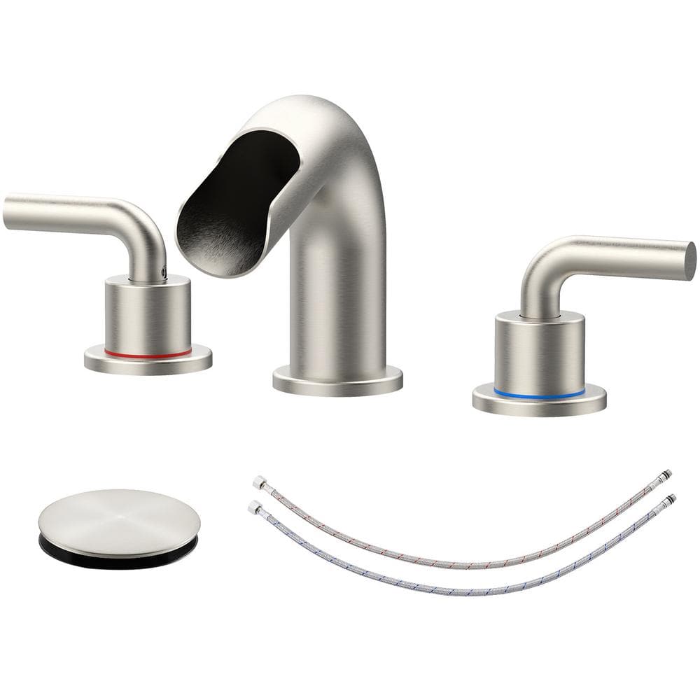 Double Handles 8 in. Widespread Bathroom Faucet 3-Hole Bathroom Sink Faucet