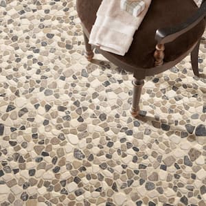 Mix Marble Pebbles 11.42 in. x 11.42 in. Textured Marble Floor and Wall Tile (0.9 sq. ft./Each)