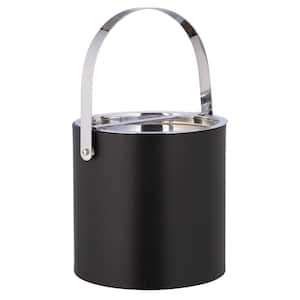 Manhattan 3 qt. Black Ice Bucket with Polished Chrome Arch Handle and Bridge Cover