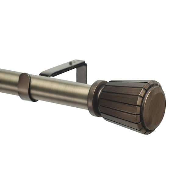 Art Decor 120 in. Non-Telescoping 1-1/8 in. Single Curtain Rod Set in Antique with Lepape Finial