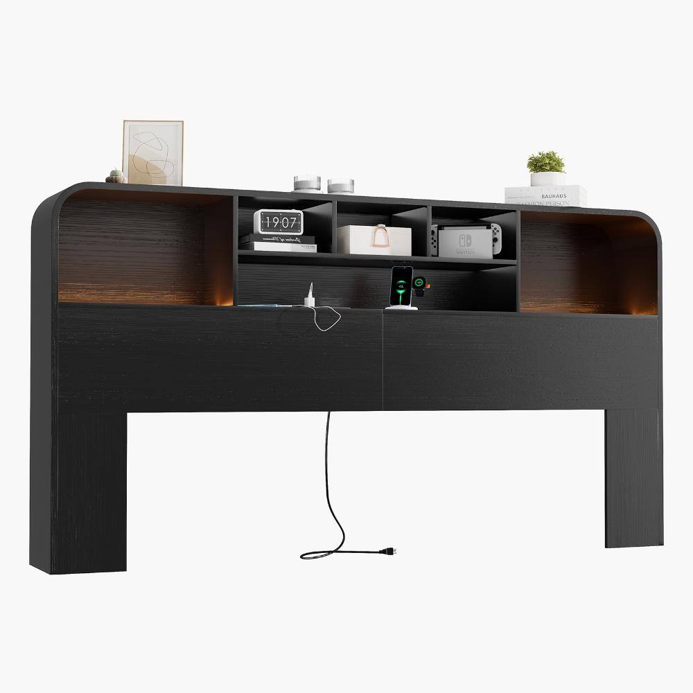 Round-edge Bookcase Headboard with LED Lights & Charging Station price history on PriceWatchPro