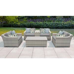 Fairmont 6-Piece Wicker Outdoor Seating Group with Grey Cushions